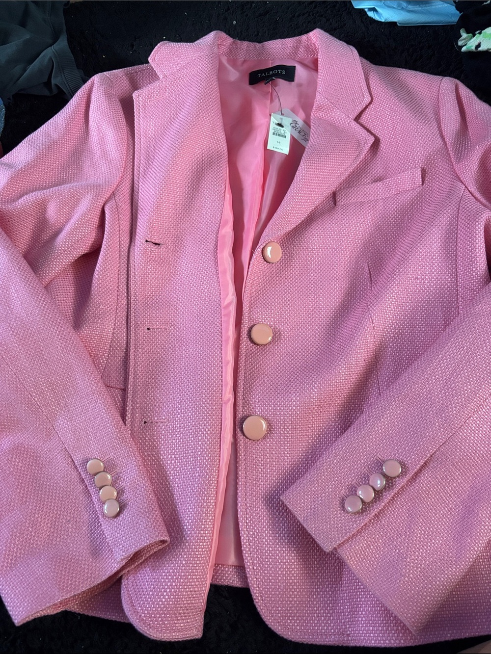 Talbots Pink Textured Blazer The Grace Fit
